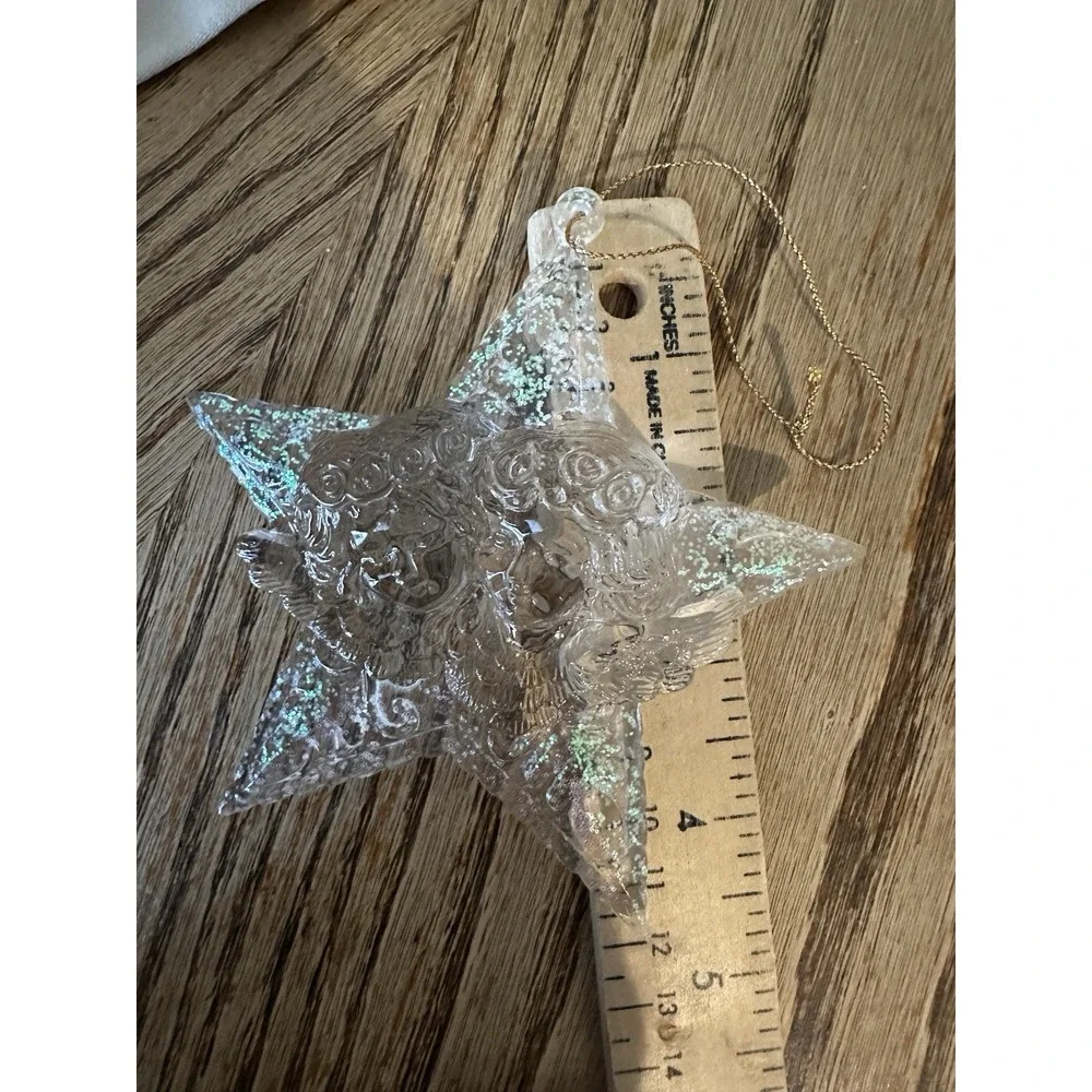 Vintage Christmas Ornaments Heart‎ Cherub Angel Tree Clear Acrylic Lot Of 5